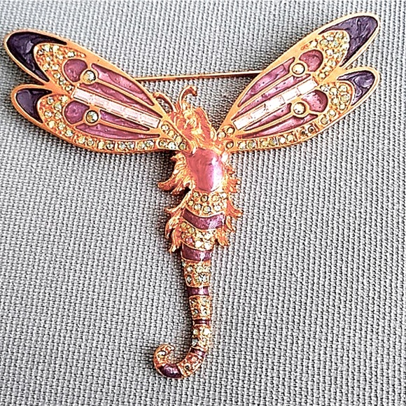 KIRKS FOLLY DRAGONFLY FAIRY RARE/SIGNED "LUNA ANTENNA FAIRY BROOCH - Picture 2 of 8